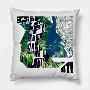 bright nature in urban brutalist collage landscape ecopop city Pillow