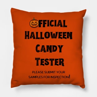 Official Halloween Candy Tester Orange and Yellow Pillow