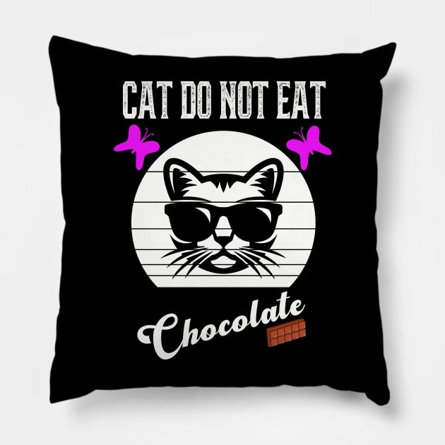 Cat Do Not Eat Chocolate Pillow by kooicat