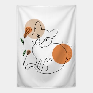 PEACHY CAT LINE ART Tapestry