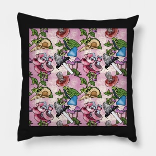 Botanist's Deadly Plants and Mushrooms Pink Pillow