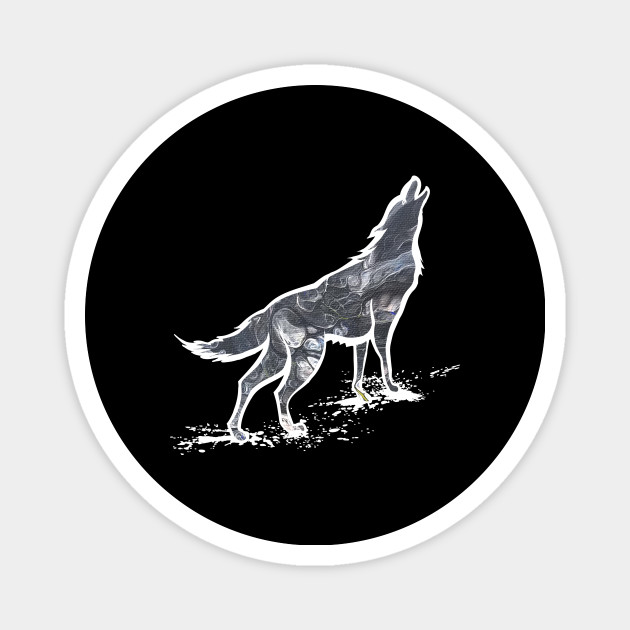 Pour Painted Wolf Howling Wolf Pour Painting Fluid Art Magnet