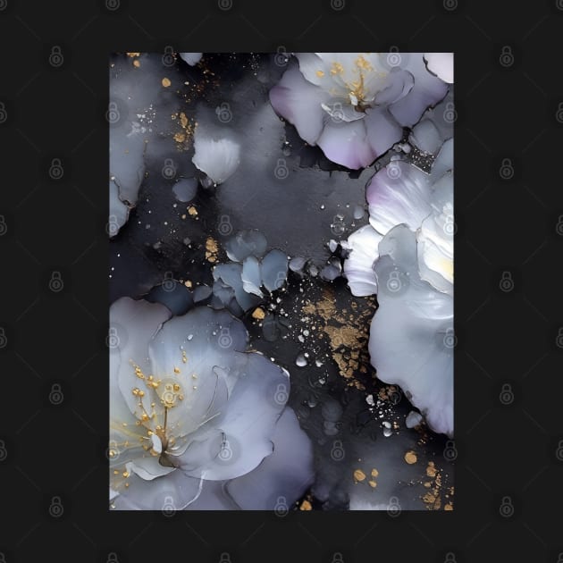 Black and gold flowers by MyAbstractInk