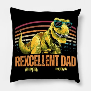 Rexcellent Dad Retro Dinosaur T-Rex Gift For Dad father day Pillow