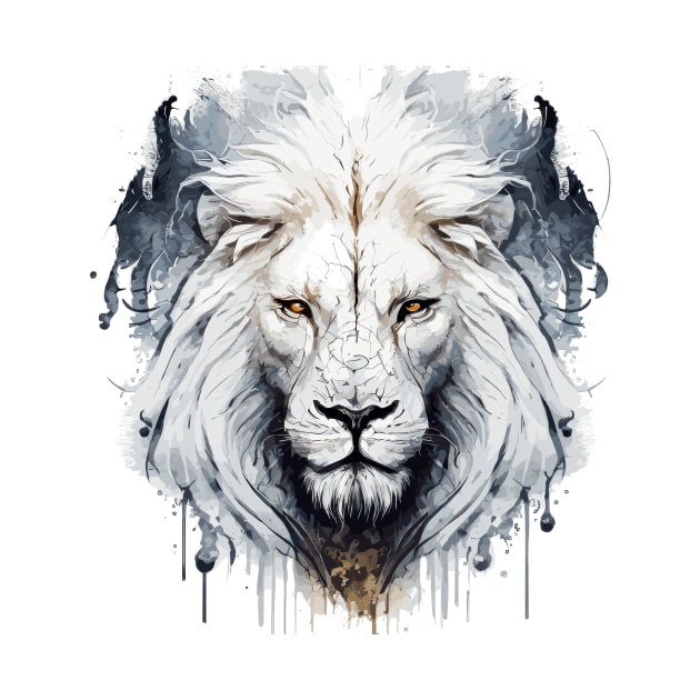 Lion Portrait Animal Painting Wildlife Outdoors Adventure by Cubebox