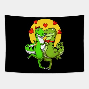 Cute T-Rex Dinosaur Couple Tapestry