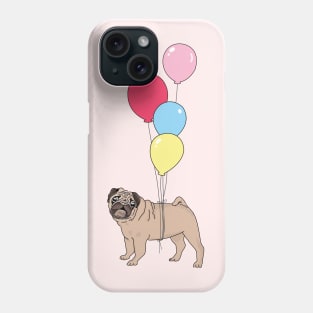 Pug with Balloons Phone Case