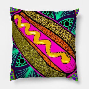 psychedelic hot dog Pillow