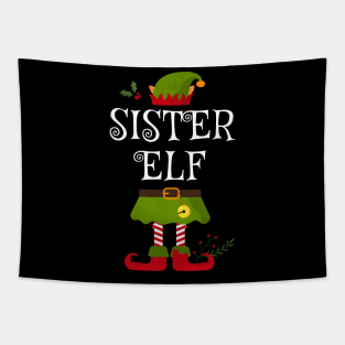 Sister Elf Shirt , Family Matching Group Christmas Shirt, Matching T Shirt for Family, Family Reunion Shirts Tapestry