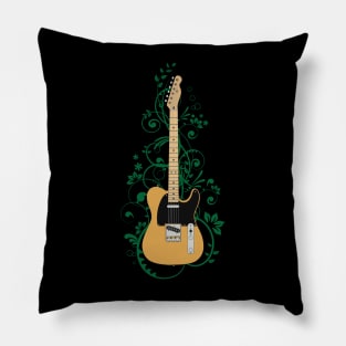 Butterscotch T-Style Electric Guitar Flowering Vines Pillow