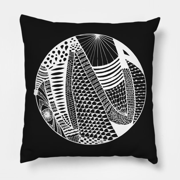 Snake Eye Circle Zentangle Pattern Design Pillow by kerimeart