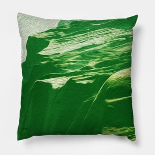 Tropical Green Mountains Oil Effects 4 Pillow