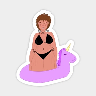 Cute Lady With Unicorn Floaty Magnet