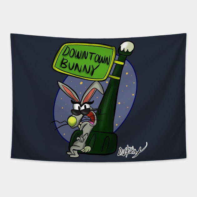 Downtown Bunny Tapestry by D.J. Berry