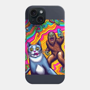 Surprised Scared Cat Selfie Sasquatsch Bigfood Psychodelic Phone Case