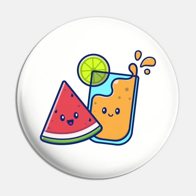 Cute Lemon Juice With Cute Watermelon Cartoon Pin by Catalyst Labs