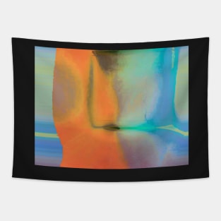 Orange and Blue Abstract Glitch Tapestry