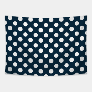 Navy Blue Nautical White Polka dots Tapestry