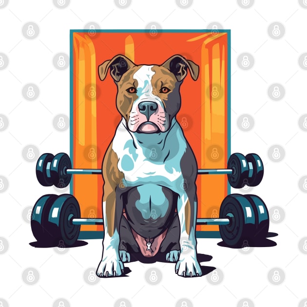 Muscle-bound Amstaff: Powerlifting Companion by Cute Dogs AI