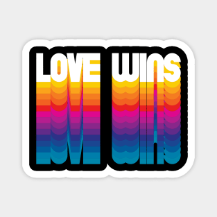 Retro Love Wins Personalized Gift Rainbow Style Magnet