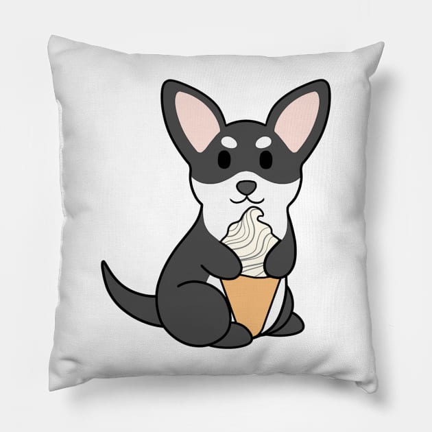 Black and White Chihuahua Ice Cream Pillow by BiscuitSnack