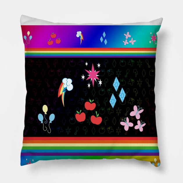 My little Pony - Elements of Harmony Cutie Mark - Mane 6 V2 Pillow by ariados4711