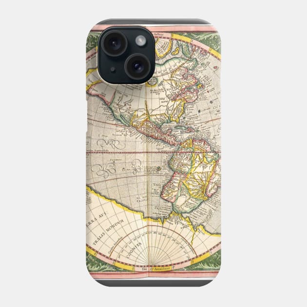 Antique Map of the Americas by Michael Mercator Phone Case by MasterpieceCafe