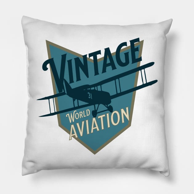Vintage World Aviation badge Pillow by SpaceWiz95
