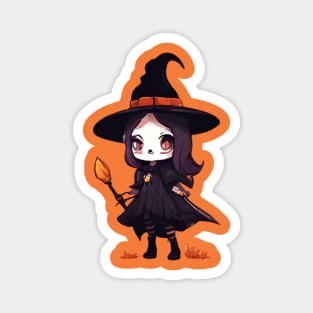 Witchcraft horror anime characters Chibi style +Halloween horror Magnet