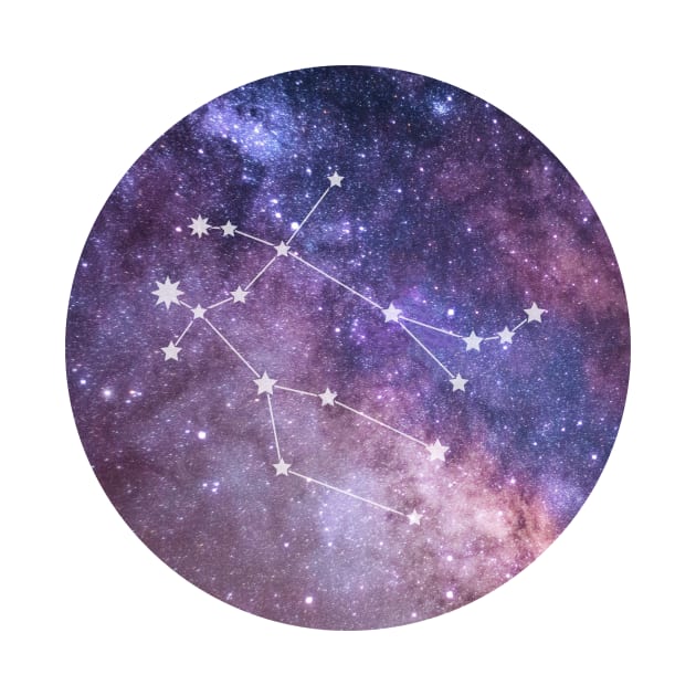 Gemini Sign in the Dark Pink Starry Night Sky by BloomingDiaries