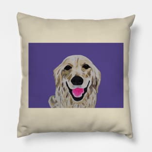 Rowan II, Canine Assisted Therapy Golden Retriever with Purple Background Pillow