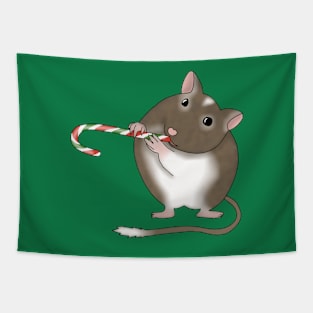 Cute brown gerbil with a candy cane Tapestry