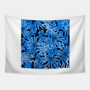 Blue Leaf Fashion Print Tapestry