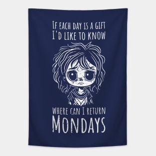 Funny Monday Blues For Girls - vertical distressed Tapestry