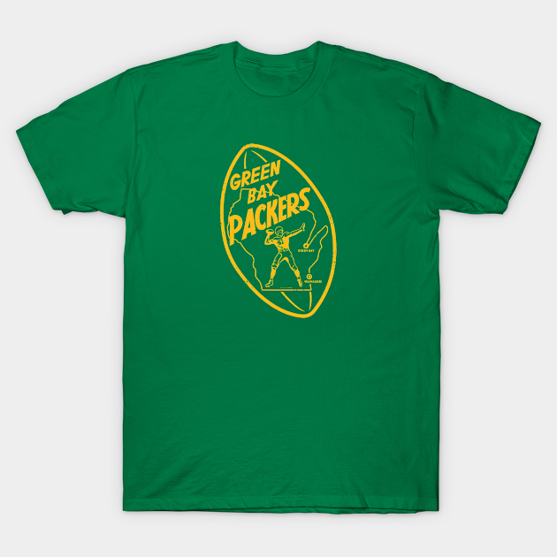 Discover Vintage Packers Football Shape (Yellow) - Green Bay Packers - T-Shirt