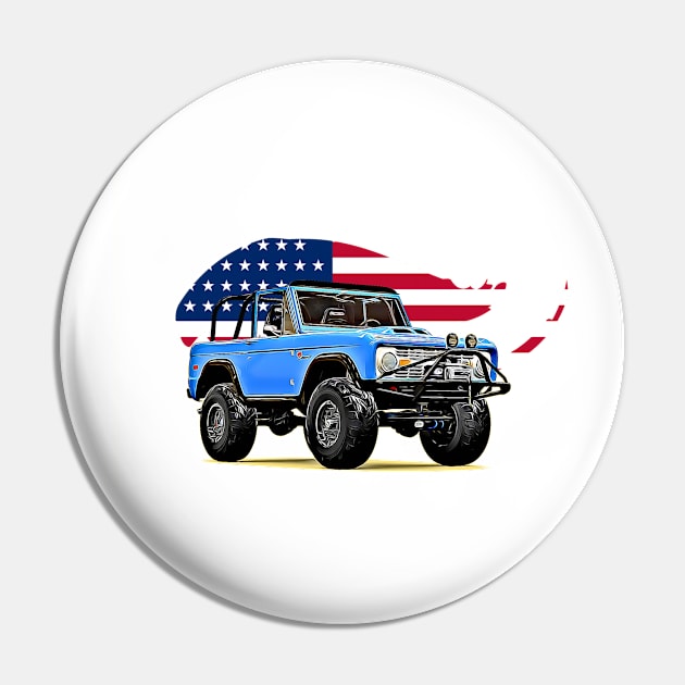 Blue Bronco USA Print Pin by Auto-Prints