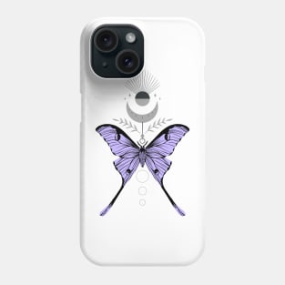 Moth with the moon and bay leaves Phone Case