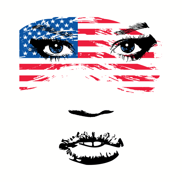 USA Patriot Woman Independence Face July 4th Flag by atomguy