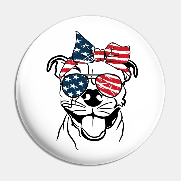 Cool Patriot Pitbull | 4th Of July Unique Pitbull T-shirt Pin by POD Anytime