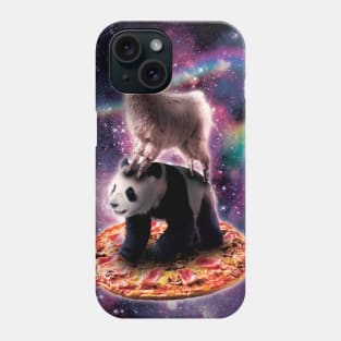 Llama Riding Panda Bear on Pizza Phone Case