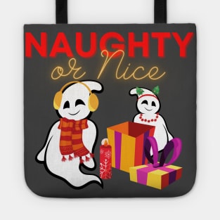 Naughty or nice Holiday Winter Ghost Tote