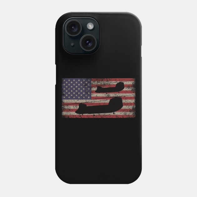 CH-47 Chinook Military Transport Helicopter Vintage American Flag Phone Case by Battlefields