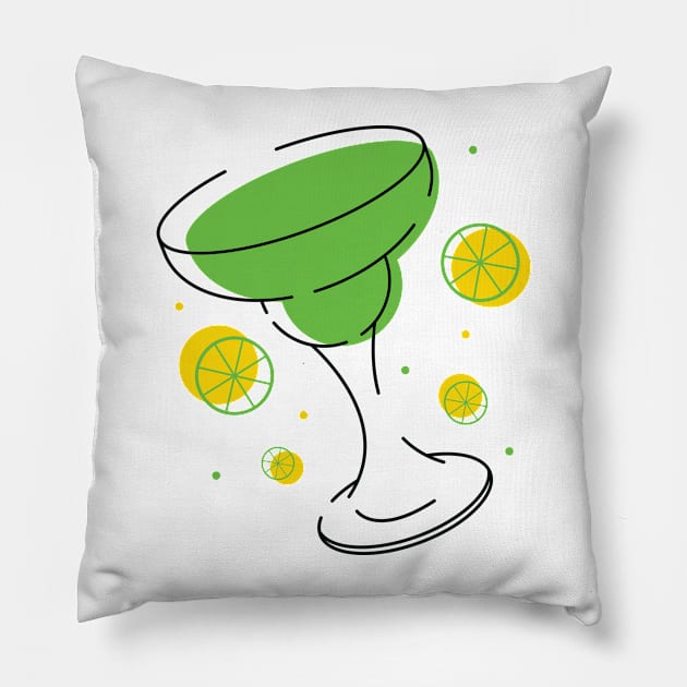 Margarita Lime Line Art Pillow by ElusiveIntro