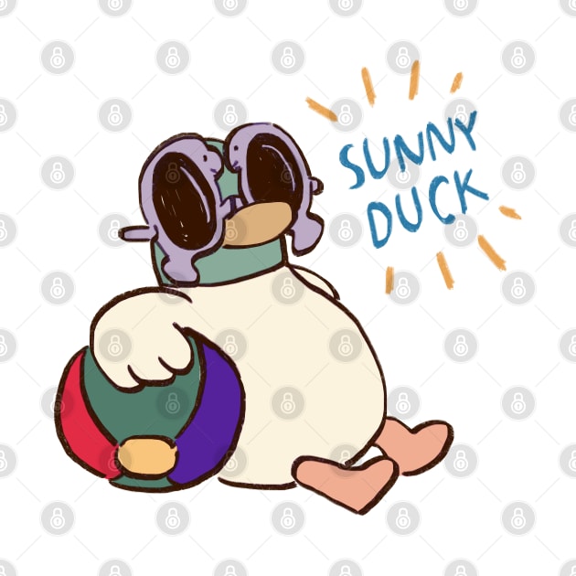 sunny duck goes to the beach in beach break with text / children cartoon by mudwizard