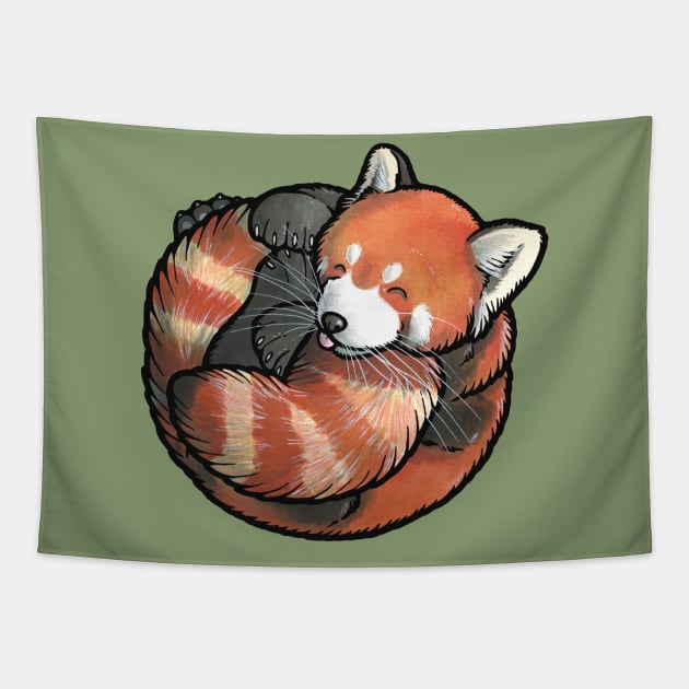 Red Panda Tapestry by animalartbyjess
