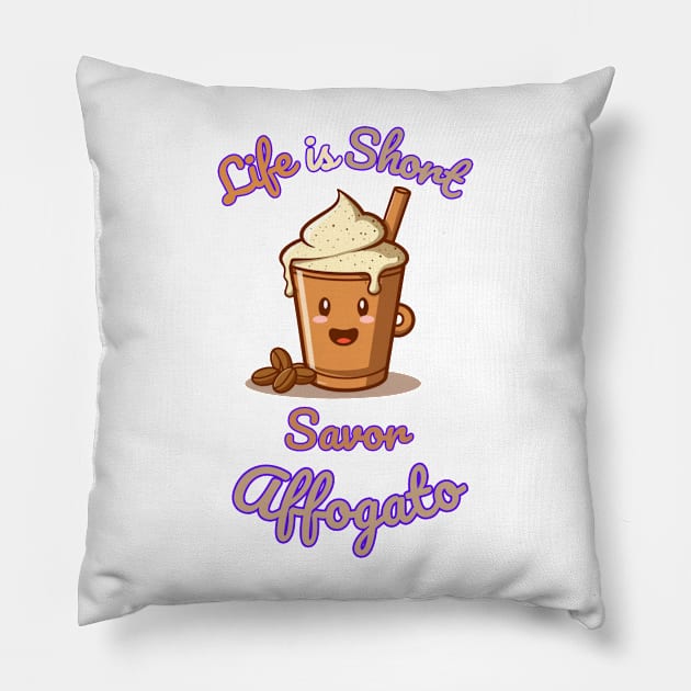 "Divine Delight: Affogato Awakening"- Coffee Food Icecream Pillow by stickercuffs