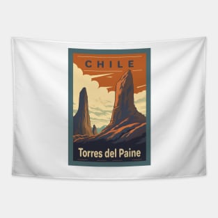 Torres del Paine, National park, Chile, Travel Poster Tapestry