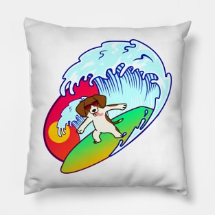 Dog on a Surfboard Pillow