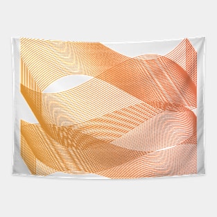 Geometric orange pattern waves Tapestry