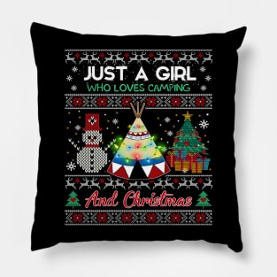 Just a girl who loves camping and christmas Pillow